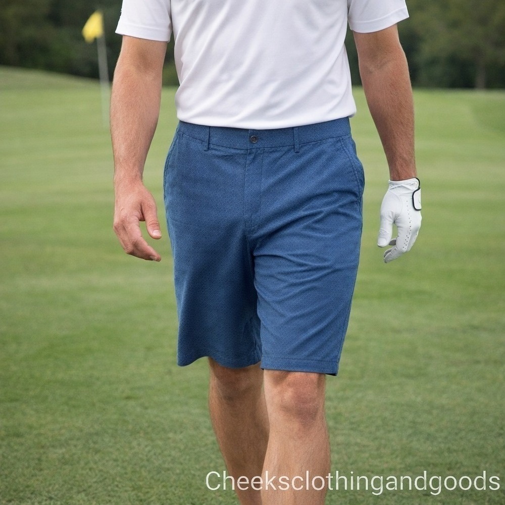 FootJoy FJ Golf Shorts Blue Textured Flat Front Mens size 38